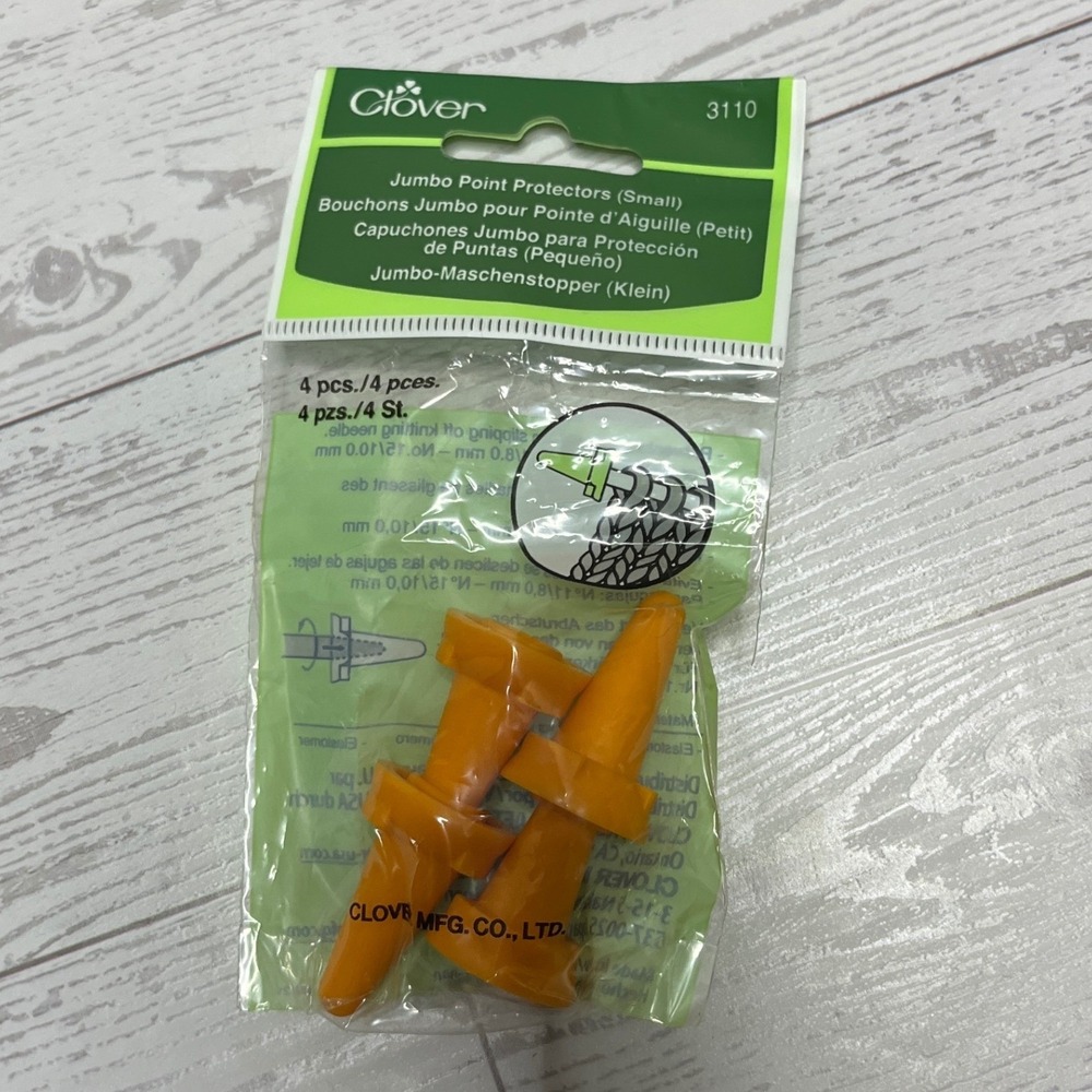 Clover 3110 Jumbo Point Protectors Small‎ Orange Knitting Needle Stoppers 4 Pack